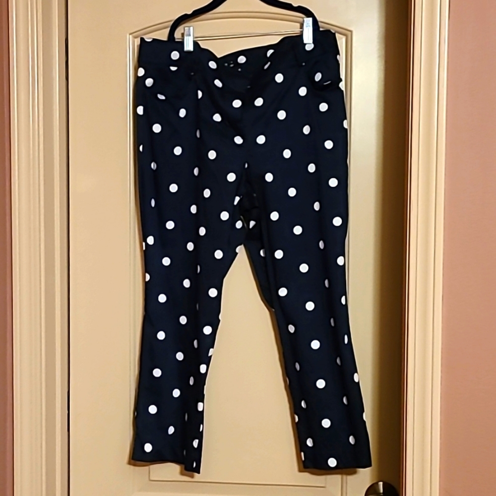 New York and Company Woman's Pants Size 14 Dark Blue with Polka-dot